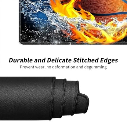 Basketball with Fire for MTG & TCG Playmat Mouse Pad,BFDHGQZC 24" x 14" Game Mat for MTG/RPG/CCG Trading Card Game Playmats Table Mat Perfect for Card Games Video Games Computer Office - color: Basketball With Fire