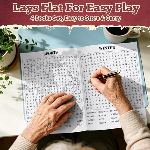 Elfew 4 Pack Large Print Activity Books for Seniors & Adults | 150+ Memory Games, 16 in 1 Puzzle Books, Variety Brain Games: Word Search, Sudoku, Mazes, Crosswords, Gifts for Women & Men