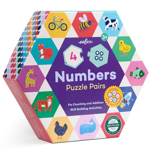 Eeboo Numbers Hexagon Pairs Puzzle, 1 EA - style: Numbers