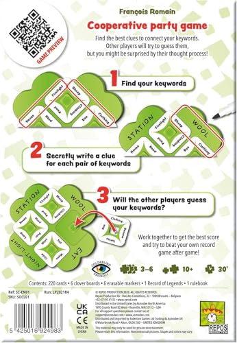 Asmodee So Clover! Party Game - Cooperative Word Association Board Game for Ages 10+, 3-6 Players, 30 Min Playtime
