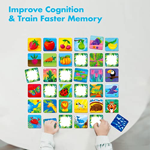 Hebayy Memory Matching Game, 72 PCS Nature Theme Matching Cards for Toddlers 36 Pairs Memory Cards for Preschool 4 5 6 Years Old - style: Nature Theme