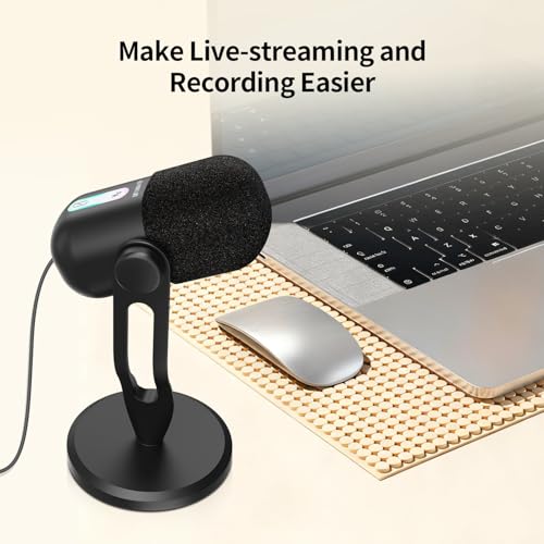 TOALLIN CM60 - USB Condenser Microphone for Recording, Streaming, Podcasting, Meetings on Teams, Zoom, OBS, Twitch, YouTube, Noise Reduction & Mute, Works with Laptop/PC/Tablet/Cellphone, Black