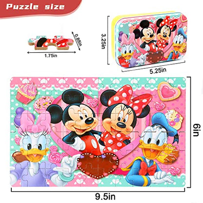 MZZOTOY Puzzles for Kids Ages 4-8, 60 Pieces for Kids Ages 3-5 in a Metal Box Jigsaw Puzzles Girls and Boys Educational Toys Gifts - color: Minnie