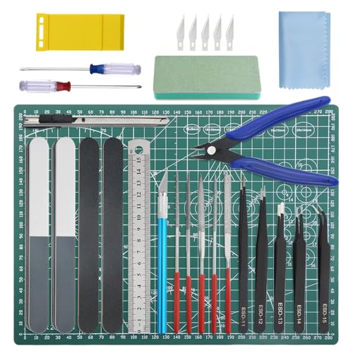 Bigstone 30 PCS Model Tools Kit Hobby Building Tool Modeler Basic DIY Tools Craft Set for Cars, Airplanes, Buildings, Robots Gundam Plastic Models Building Repairing and Fixing