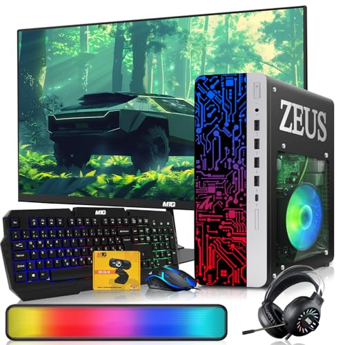 TechMagnet Zeus Pro 8 Gaming Desktop PC, Intel i5, GT 1030, 8GB ARGB RAM, 1TB SSD+4TB HDD, 22 Inch Monitor, RGB Keyboard Mouse, Soundbar, Headphone, USB WiFi BT, Webcam, Win 11 (Renewed) - color: 22 Inch, size: 1TB SSD / 4TB HDD