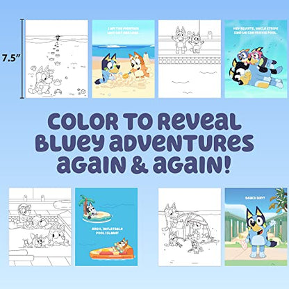 Horizon Group USA Bluey Aqua Art - Reusable Water Reveal Activity Pages With Water Pen for No-Mess Drawing and Coloring - style: Bluey