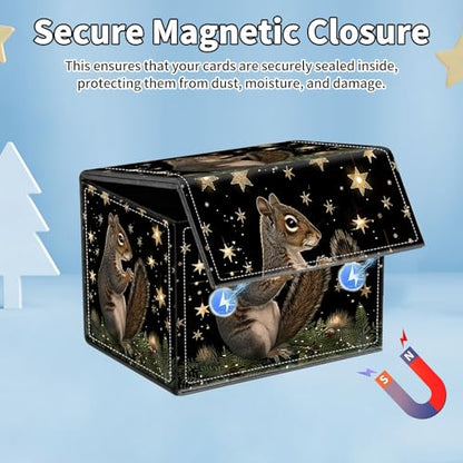 for MTG Commander Deck Box,Card Deck Box for Trading Yugioh MTG,Fits 100 Double Sleeved Cards,PU Leather Strong Magnet Case for Magic Commander TCG CCG,Cute Squirrel Star - color: Cute Squirrel Star