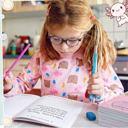 Glenmal 6 Pcs Composition Notebook Wide Ruled Paper Cute Axolotl Assorted Composition Notebook 110 Page 7-1/2"x9-1/4 Journal Gift for Back to School First Day of School Student Teacher Axolotl Lover - style: Axolotl