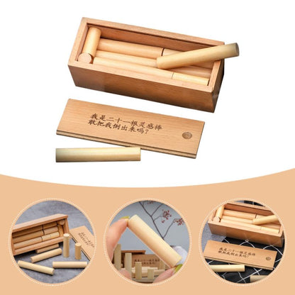 BESPORTBLE Brain Teaser Sticks Wooden Box Puzzle Unlocking Sticks Box Educational Toy for Kids and Adults Assembly and Disentanglement Challenge for Problem Solving Parent-Child Play