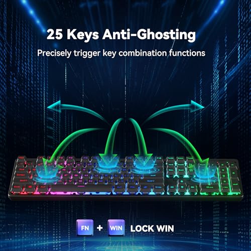 Redragon S107KS Wireless Gaming Keyboard and Mouse, RGB Backlit, 3 Mode (Wired/2.4G/BT), Up to 10,000 DPI Gaming Mouse with Software, Ultra Lightweight 65g, 25 Key Anti-Ghosting Keyboard for PC - color: Black-New