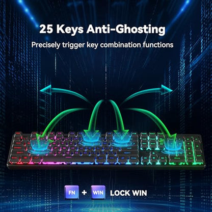 Redragon S107KS Wireless Gaming Keyboard and Mouse, RGB Backlit, 3 Mode (Wired/2.4G/BT), Up to 10,000 DPI Gaming Mouse with Software, Ultra Lightweight 65g, 25 Key Anti-Ghosting Keyboard for PC - color: Black-New