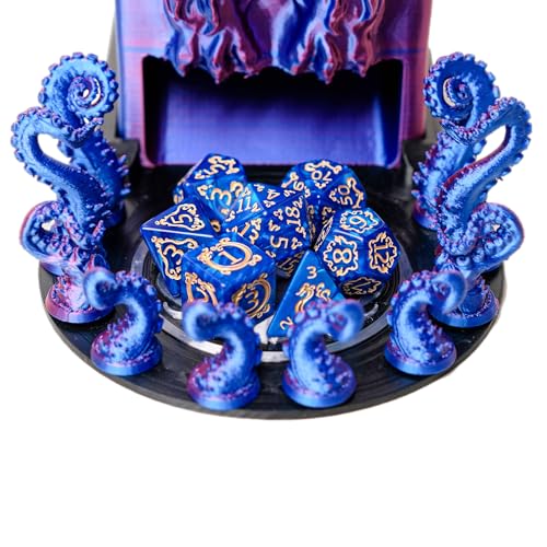3D BEST-Q Cthulhu DND D&D Dice Tower，3D Printed Compatible with Dungeons and Dragons, 28mm Miniature Wargaming, Tabletop RPGs, Wargame Scenery, Endless Deep Sea Series (Purple&Blue) - color: Purple&blue
