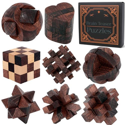 8 Pcs Brain Teaser Puzzles for Adults Teens - Wooden Puzzles 3D Puzzle Game Toys for Adults Teens - Unlock Interlocking Puzzle Adult IQ Education Smart Toys - style: Style D