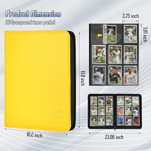Trading Card Binder, Premium 9 Pocket Double Sided 540 Pocket PU Card Collection Binder, Collectible Trading Card Albums for MTG, TCG, Sport Card, Game Cards (Yellow 1) - color: Yellow 1