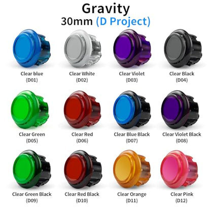 Qanba Gravity KS Mechanical Shafts Silent Pushbutton 30mm Snap-in (Boxed (Clear Blue D01（8 pcs）) - color: Clear Blue D01（8 pcs）