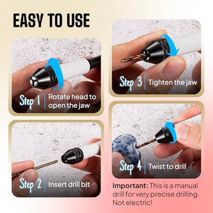 Pin Vise Hand Drill Manual with Micro Drill Bits, Jewelry Drill for Resin - style: Core – 18 Bits