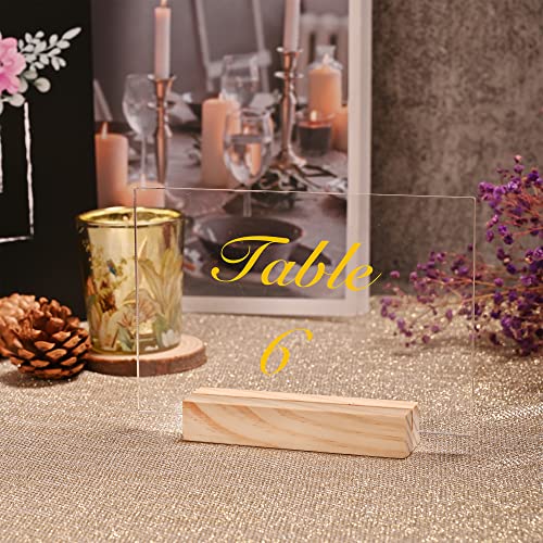 WILLOWDALE 12Pcs Wedding Place Card Holders for Table, Table Number Holders | Acrylic Table Numbers Holders for Wedding Reception, Picture & Photo Holder Wood Display Stand for Home and Party Decoration - size: 12pcs 3.9" Rectangle