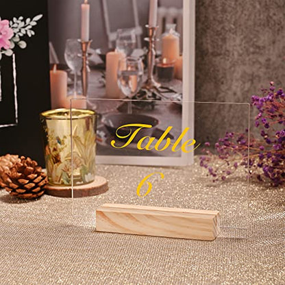WILLOWDALE 12Pcs Wedding Place Card Holders for Table, Table Number Holders | Acrylic Table Numbers Holders for Wedding Reception, Picture & Photo Holder Wood Display Stand for Home and Party Decoration - size: 12pcs 3.9" Rectangle