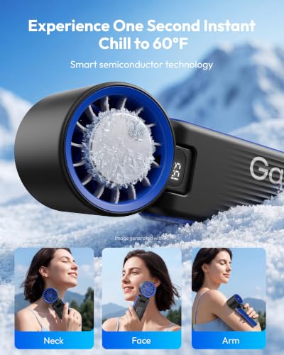 Gaiatop Portable Handheld Turbo Fan with Ice Cooler, 6000mAh, Max 32H | Cooling Fan Portable LED Light, 199-Speed Personal Fan, Rechargeable Hand Held Fans, Outdoor Travel essentials Classic Blue