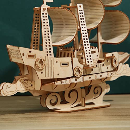 3D Wooden Puzzles Ocean - Sailboat Model Kits, Brainteaser and Puzzle for Christmas/Birthday,Gifts for Adults and Teens to Build Combination - style: Sailboat