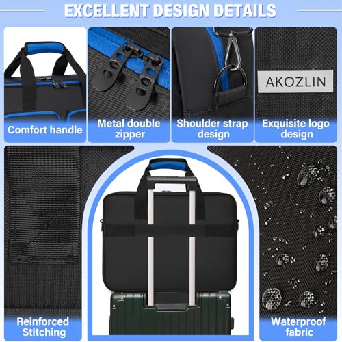 AKOZLIN Padded Carrying Travel Bag Compatible with PS5/PS5 Pro Console Compatible with Monitor,Headset,Game,Charger & Accessories Storage Case [Video Game] - style: For Ps5/Pro-black Blue