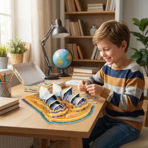 Architecture World Famous of 3D Puzzle.Build Your Own Collection of 17 Global Landmarks (Notre Dame, Colosseum) - Educational DIY Model Kit for Kids & Adults. (Sydney Opera House) - color: Sydney Opera House