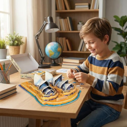 Architecture World Famous of 3D Puzzle.Build Your Own Collection of 17 Global Landmarks (Notre Dame, Colosseum) - Educational DIY Model Kit for Kids & Adults. (Sydney Opera House) - color: Sydney Opera House