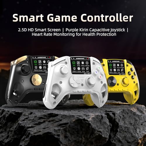 Voacle RG G01 Interactive Screen Wireless Gaming Controller Compatible with PC/Steam/Linux/Android/Switch/IOS 2.4G Wireless Bluetooth Controller Gamepad Hall Effect Triggers(White) - color: White