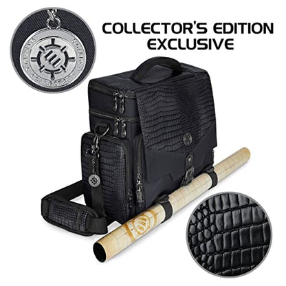 ENHANCE Collector's Edition RPG Adventurer's DND Bag - Dragon Hide Exterior Travel RPG Bag with Tabletop Miniatures Storage Vault, Mat Holder, DND Dice & Token Pockets, Fits 4-8 Books (Dragon Black) - color: Dragon Black