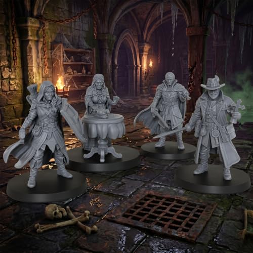 28mm DND Miniatures Fantasy RPG Accessory- Vampire Hunters AS1010 | Dungeon Masters Essential- Unpainted 1:56 Minis Figurine Set for Miniature Gaming & TTRPG