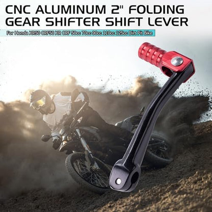 CNC Aluminum 2" Folding Gear Shifter Shift Lever for Honda XR50 CRF50 XR CRF 50cc 70cc 90cc 110cc 125cc Dirt Pit Bike (Red Black) - color: Red Black