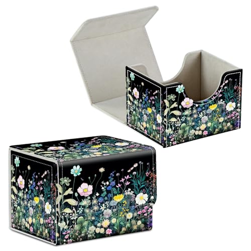 Card Deck Box for Trading Cards Commander Deck Box Card Storage Box with Strong Magnet Magic Premium Gathering Deck Box Cover for TCG CCG Magic Cards,Colourful Wild Flower - color: Colourful Wild Flower, size: A Card Case