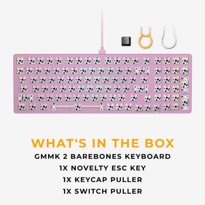 GLORIOUS Gaming GMMK 2 Full Size (96%) Barebones (Frame Only) - Mechanical Gaming Keyboard Frame, Full Size (96%), Aluminium, Customisable, Per Key RGB, American QWERTY Layout - Pink - color: Pink, size: Barebone Full Size (96%)
