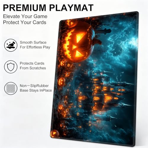 for MTG Playmat, Custom Trading Card Game Mat 17.3 x 13.8 in | Castle of Shadows Premium Non-Slip Rubber Base, Water-Resistant & Stitched Edges, Personalized High-Definition Art - color: Castle of Shadows, size: 17" x 14" Regular