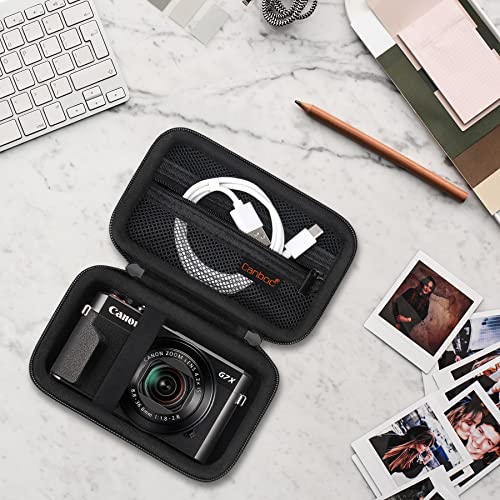 Canboc Camera Case for Canon PowerShot G7 X Mark III/ G7X Mark II Digital 4K Vlogging Camera, Point and Shoot 4K Video Camera Bag, Zipper Mesh Pocket fits USB Cable, Batteries, Black - color: Black