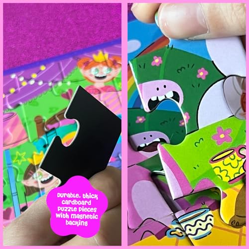 Dinomini Magnetic Puzzles for Toddlers 3-5 - Tri Fold Set with 3 x 20 Piece Magnetic Puzzles - Travel Activities for Preschoolers - Learning Activities and Toys (Fairies & Princesses)