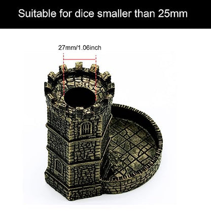 D&D Dice Tower, Castle Dice Rolling Tower for Role Playing Games | Ancient Gold, Resin Material, D&D Accessory, DM Gift, for Dungeons and Dragons RPG Board Games Tabletop Games - color: Ancient Gold