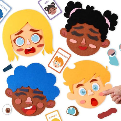PP OPOUNT Social Emotional Learning Toy, Funny Faces Games | with 53 PCS Facial Expressions and 12 Emotional Flashcards, Preschool Learning Activities Toy to Express Emotions for Kids - style: 2