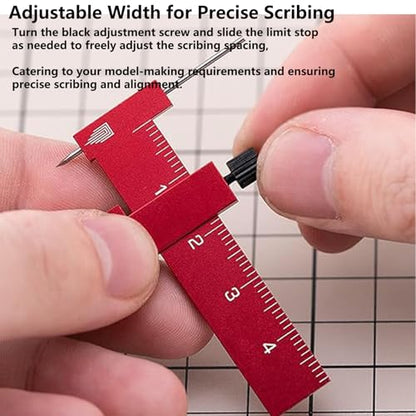 Equidistant Parallel Scriber Isometric Parallel Scribe Carving Ruler Model Cutting Scribed Line T-Shaped Ruler for Figure Kit Miniature Scale Model Hobby Craft Tool Accessories - color: Red