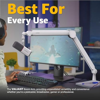 Mic Arm White Premium Boom Arm 360° Rotatable Microphone Arm Stand with Desk Mount Fully Adjustable Sturdy and Universal VALIANT WHITE Model - color: 4 VALIANT WHITE