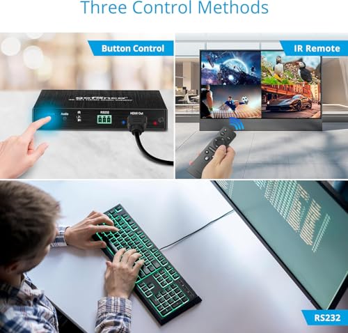 gofanco 4K 30Hz HDMI Multi Viewer 4 in 1 Out (QuadView4K) | View 4 HDMI Sources on One Screen, Quad/Dual/Single Modes, IR Remote - size: 4K30Hz 4 in 1 out, QuadView