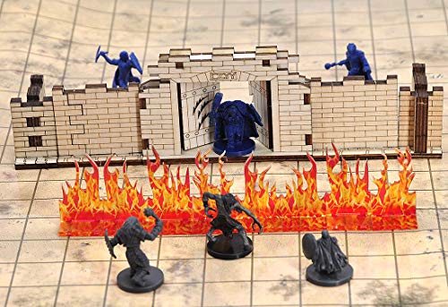 CZYY DND Wall of Fire Miniatures, 8 Acrylic Flame Terrain Pieces | 8 Modular Fire Spell Effects, 1 in Bases, Approx. 2 in Tall, For 25 mm, 28 mm & 32 mm Miniatures and RPG Battle Maps