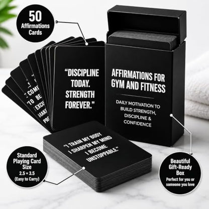 Gym & Fitness Affirmation Cards For Men Women Teens, 50 Daily Affirmations Deck for Motivational Workout Inspiration for Athletes Weightlifting - style: Gym & Fitness Affirmation