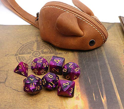 7Pcs DND Dice Set Black Purple RPG Polyhedral Dice for Dungeon and Dragons MTG D&D D20 D12 D10 D8 D6 D4 - color: Black & Purple Dcie