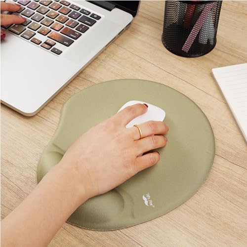 Mr. Pen- Ergonomic Mouse Pad with Wrist Rest | Breathable Fabric with Memory Foam Cushion, Non-Slip Rubber Base, Gel Mouse Pad with Wrist Support - color: Green