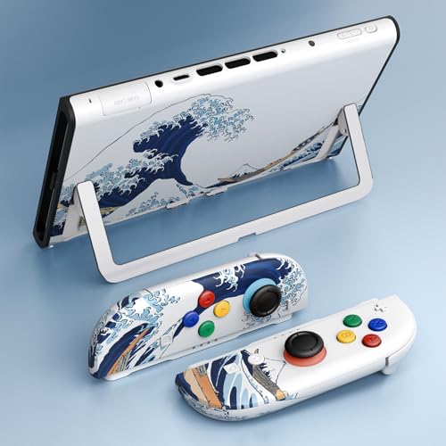 eXtremeRate DIY Replacement Shell Buttons for Nintendo Switch 2, Custom Full Set Back Plate Controller Housing with Buttons for Switch 2 Handheld Console & Joycon 2 - Deluxe Version - The Great Wave - color: The Great Wave