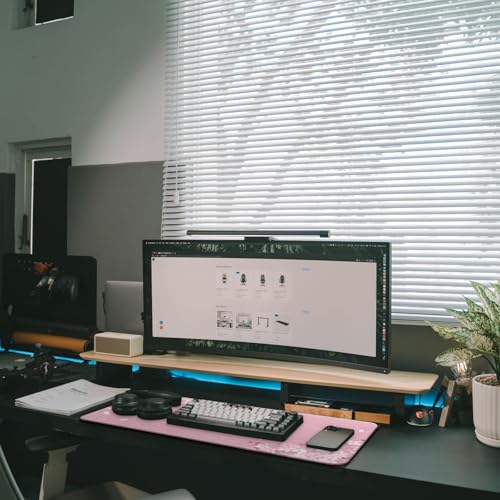 Gaming Mouse Pad with Anti-Slip Rubber Base, Extended Large Computer Mouse Mat with Stitched Edges, Long XL Anime Mousepad for Laptop and Keyboard, 31.5 x 11.8 inch (Pink Cherry Blossom) - color: Pink Cherry Blossom