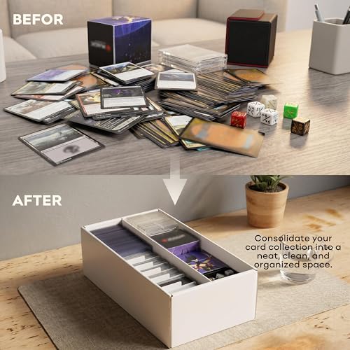 Trading Card Storage Box for MTG TCG Sports Card Collection, 2 Row Cardboard Top loader Storage Box, Bulk Card Storage, 2 Sets