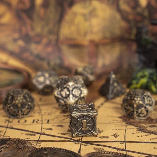 Surpass DND dice Set Metal dice Role Playing Polyhedral Dice Dungeons and Dragons Gifts Pathfinder d&d dice 7piece Set Bronze (Antique Bronze) - color: Antique Bronze