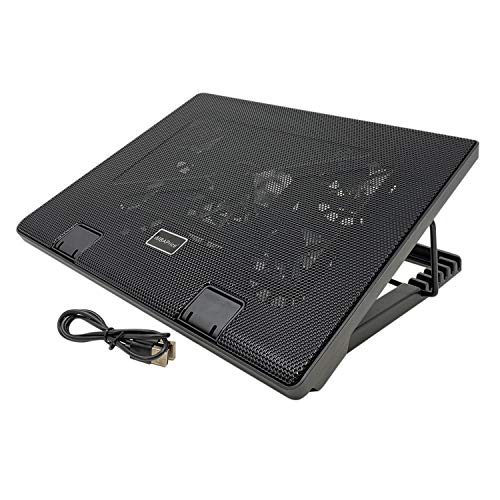 iMBAPrice Black Laptop Cooling Pad, Laptop Cooler with 5 Blue Quiet Fans for 12"-17" Notebook Computer PC Gaming Laptop Fan, Height Adjustable Laptop Cooling Stand Laptop Accessories, 1-Pack